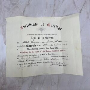 1936 Marriage Certificate Louise Sheehan Albert Sauger NYC FL6-1